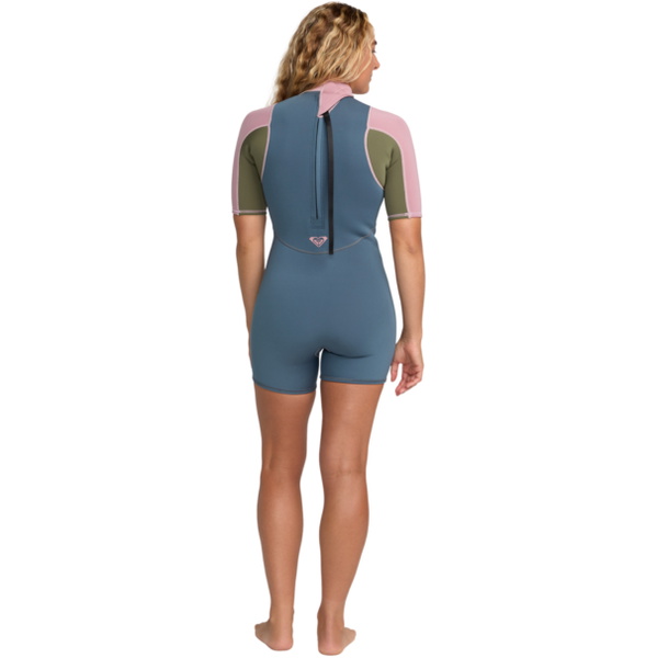 2026 Roxy Frauen Prologue+ 2mm R&uuml;ckenrei&szlig;verschluss Shorty Neoprenanzug 26BW253502 - Ash